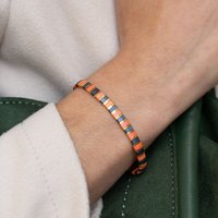 juni Armband "Royal Peach" - breites Perlenarmband in nachtblau und apricot
