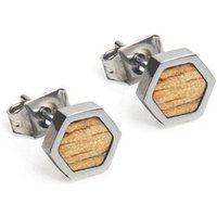 BeWooden Hexagon Ohringe - Holz und Edelstahl Kombination - Verschiedene Farbvarianten