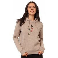FellHerz Damen Hoodie Glücksklee heather sand aus 85% Biobaumwolle und 15% recyceltem Polyester