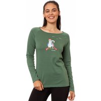FellHerz Damen Raglan Longsleeve Möwen-Liebe olive grün aus 100% Biobaumwolle