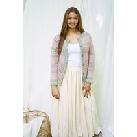 Haus of Namaste Handgemachte Fair Isle Lammwoll-Strickjacke | 100% Lammwolle in Altrosa & Salbeigrün | Faire und nachhaltige Mode