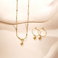 ELEKTROPULLI Superfeine zeitlose Kette 1mm schmal mit mini Ornament Anhänger, Set mit Ohrringen