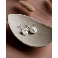 lille mus Creolen 'Halbkreis Oval' aus Porzellan und 925 Silber / vergoldet