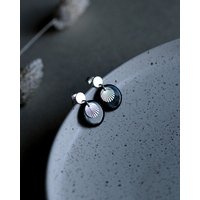 lille mus Ohrstecker 'Sonnenplättchen' aus Porzellan und 925 Silber / vergoldet