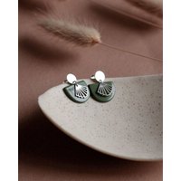 lille mus Ohrstecker 'Halbkreis Fächer' aus Porzellan und 925 Silber / vergoldet