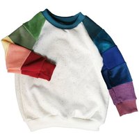 liebewicht Pullover aus Bio Sweat Regenbogen Patchwork Unikat für Babys und Kinder