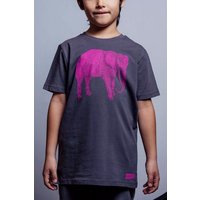 NanMa Shirt Elefant | Bio-Baumwolle | lokal handbedruckt in Österreich | Kinder | regular Fit | grau | pink
