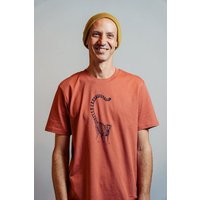 NanMa Shirt Lemur | Bio-Baumwolle | lokal handbedruckt in Österreich | Herren | regular Fit | orange | braun