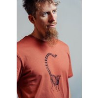 NanMa Shirt Lemur | Bio-Baumwolle | lokal handbedruckt in Österreich | Herren | regular Fit | orange | braun