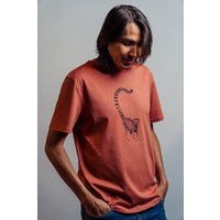 NanMa Shirt Lemur | Bio-Baumwolle | lokal handbedruckt in Österreich | Herren | regular Fit | orange | braun