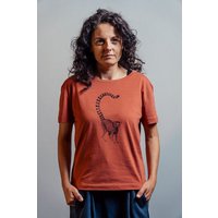 NanMa Shirt Lemur | Bio-Baumwolle | lokal handbedruckt in Österreich | Damen | loose fit | braun | orange