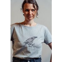 NanMa Shirt Rabe | Bio-Baumwolle | lokal handbedruckt in Österreich | Damen | Loose fit | grau