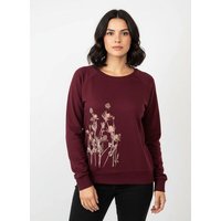 Spangeltangel Pullover, "Distel" burgund, Sweatshirt, Damen, bedruckt, Bio-Baumwolle