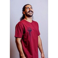 NanMa Shirt Qualle | Bio-Baumwolle | lokal handbedruckt in Österreich | Herren | Regular Fit | dunkelrot