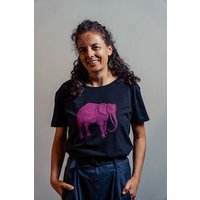 NanMa Shirt Elefant | Bio-Baumwolle | lokal handbedruckt in Österreich | Damen | loose fit | schwarz | pink