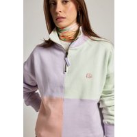 Trendsplant Women's Oversized Color Block Half Zip Sweatshirt Lavender