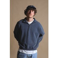 Trendsplant The Super Heavy Oversized Quarter Zip Sweatshirt Total Eclipse