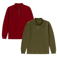 GORG 2er Set Herren Bio-Baumwolle Langarm-Poloshirt