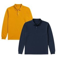 GORG 2er Set Herren Bio-Baumwolle Langarm-Poloshirt
