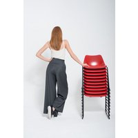 Yuna Miray Weit geschnittene Stoffhose mit hoher Taille und Bindegürtel "Paperbag" schwarz und anthrazit