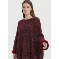 KnitToChange Oversize-Pullover aus weichem Effektgarn in Burgund- und Rottönen