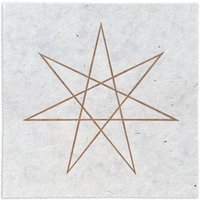 Veskor Cassiopeia HEPTAGRAMM {7/3} | Goldener Heilige Geometrie Stern Linoldruck | 22 × 22 cm