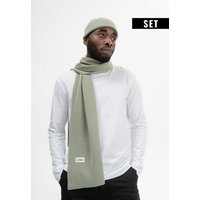 MELA Bundle Feinstrick Mütze kurz LESH + Jacquard Schal ASMEE