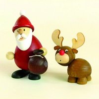 Ullrich Neuhausen Weihnachtsmann mit Elch - aus dem Erzgebirge