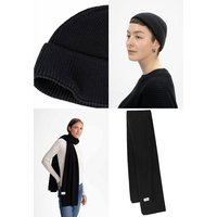 MELA Bundle Kurze Rippstrick Mütze RAFI + Rippstrick Schal NAGNA