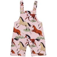 Latzstrampler Rosa Pferde-Allover Bio-Baumwolle GOTS – Walkiddy