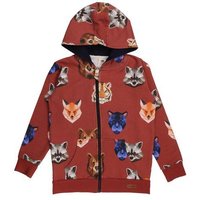 Kapuzenjacke für Baby/Kleinkind, Bio-Baumwolle, Reflection Animals Rot, Walkiddy