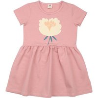 Kinder Kleid GOTS zertifiziert – Rosa mit Blumenmotiv, Kurzarm, weich & bequem | von Walkiddy