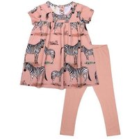 Baby Set Kleid + Leggings GOTS zertifiziert, rosa, Zebra-Allover, Kurzarm, Bio-Baumwolle – Walkiddy
