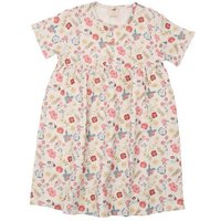 Kinderkleid GOTS zertifiziert, Bio-Baumwolle, mehrfarbig, „Flowers & Leaves“, Kurzarm, leicht & weich – Walkiddy