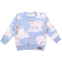 Kinder Sweatshirt GOTS zertifiziert, Bio-Baumwolle, hellblau, Eisbär-Muster „Polar Bear Family“, weich – Walkiddy