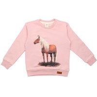 Baby Sweatshirt GOTS-zertifiziert aus Bio-Baumwolle rosa mit Pferde-Motiv – Walkiddy