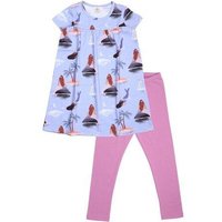 Baby Kleid Set GOTS zertifiziert, Bio-Baumwolle, lila, Meerjungfrau-Muster, Kurzarm + Leggings – Walkiddy
