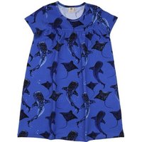 Baby Kleid GOTS zertifiziert Bio-Baumwolle Blau Wal-Print Kurzarm bequem „Wale & Rochen“ – Walkiddy
