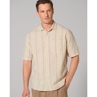 HempAge Kurzarmhemd mit Streifenmuster Casual Fit Hanf/Biobaumwolle