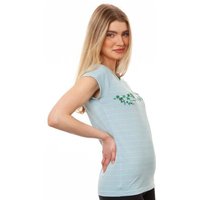 FellHerz Damen Raglan T-Shirt Efeumädchen gestreift blau mint aus 100% Biobaumwolle