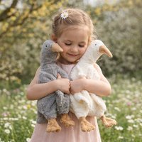 Efie 2er Set Bio-Kuscheltier Gänse groß, weiß + grau – Bio Baumwolle (KBA), recycelte Füllung, waschbar & Allergiker geeignet – nachhaltig & handgefertigt – Made in Germany