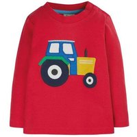 Frugi Langarm-Shirt Adventure Applique Top Traktor in rot