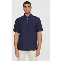 KnowledgeCotton Apparel Regular Leinen-Shirt mit kurzen Ärmeln Hemd - GOTS/Vegan