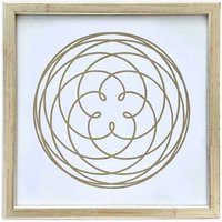Veskor Cassiopeia Gerahmt | ROSE OF VENUS Heilige Geometrie Linoldruck | 20 × 20 cm in 22 × 22 cm Rahmen | Gold