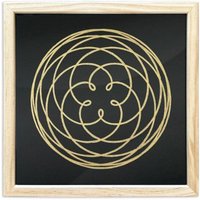 Veskor Cassiopeia Gerahmt | ROSE OF VENUS Heilige Geometrie Linoldruck | 20 × 20 cm in 22 × 22 cm Rahmen | Gold