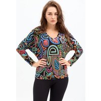 Bluse Saja Longsleeve – Viskose farbenfroher KOKOworld Print weiter Schnitt V-Ausschnitt – perfekt für Yoga – Fair produziert