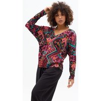 Bluse Saja Longsleeve – Viskose farbenfroher KOKOworld Print weiter Schnitt V-Ausschnitt – perfekt für Yoga – Fair produziert