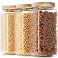 Econovo Vorratsgläser eckig aus Glas mit Holzdeckel