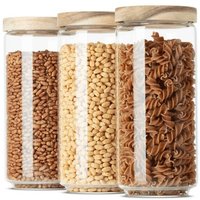 Econovo Vorratsgläser Set mit Holzdeckel stapelbar & luftdicht