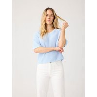KnowledgeCotton Apparel Leichter Kurzarm Pullover mit V-Ausschnitt aus Bio-Baumwolle